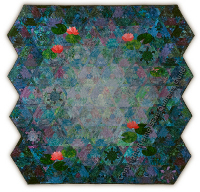 A quilt with turtles and other water creatures