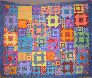 A brightly colored quilt