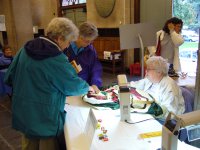 Demonstration of hand quilting